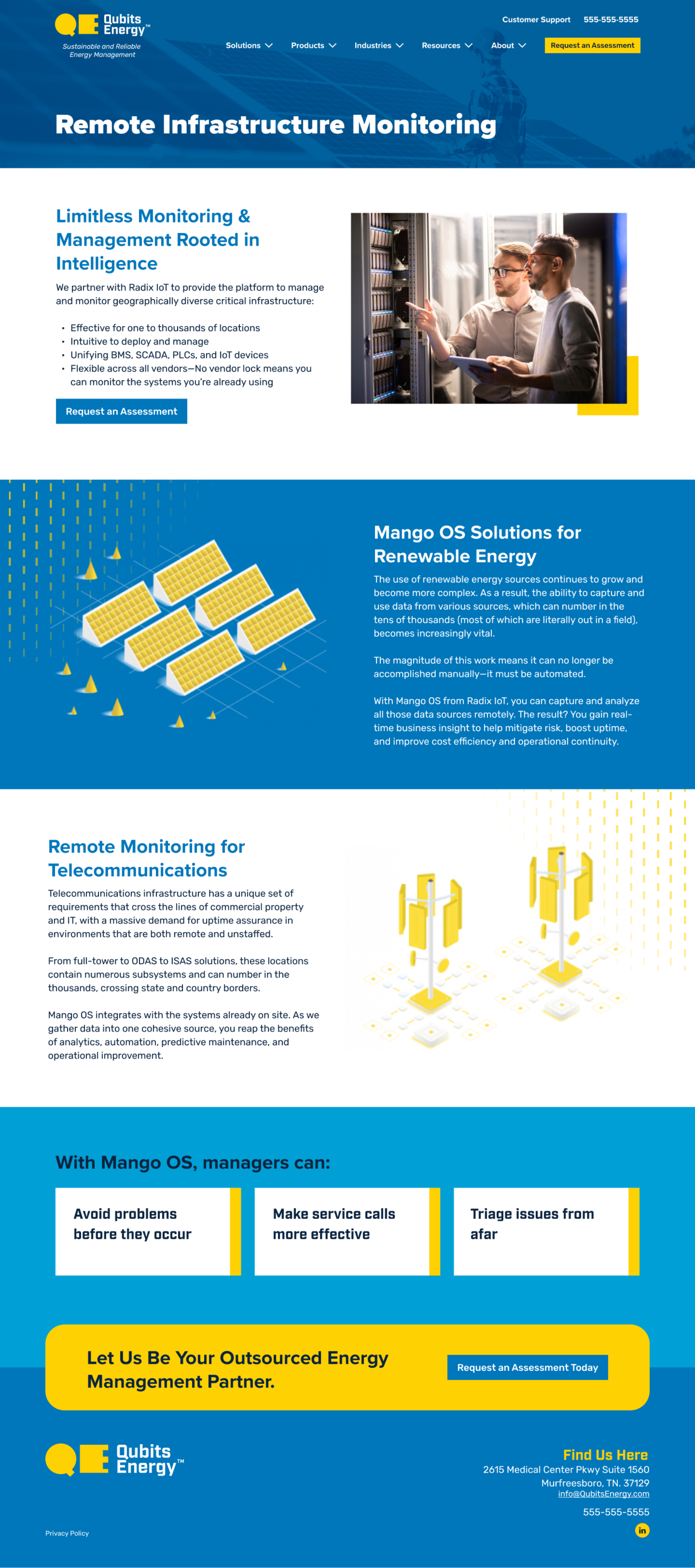 Qubits remote infrastructure monitoring webpage design